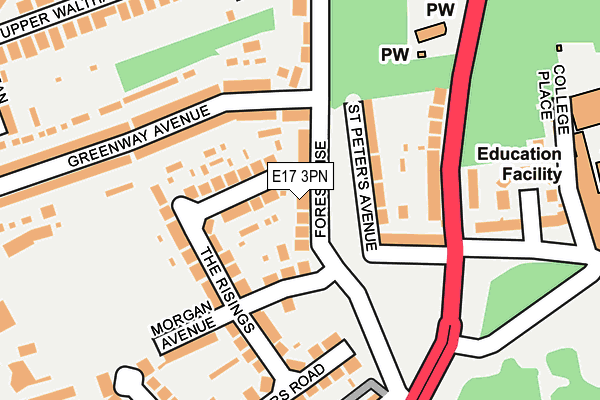 E17 3PN map - OS OpenMap – Local (Ordnance Survey)