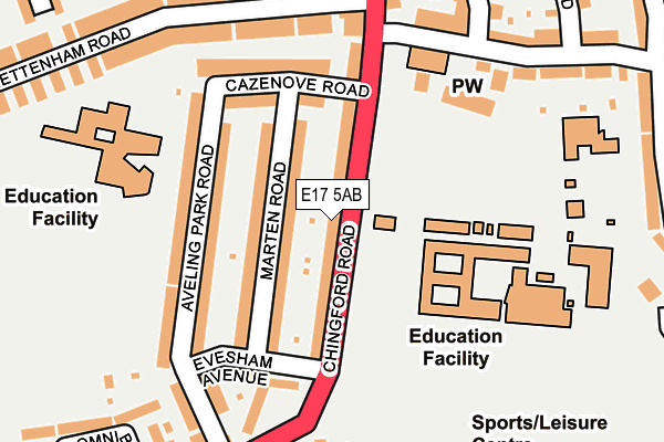 E17 5AB map - OS OpenMap – Local (Ordnance Survey)