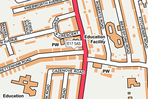 E17 5AS map - OS OpenMap – Local (Ordnance Survey)