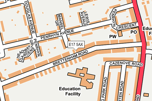 E17 5AX map - OS OpenMap – Local (Ordnance Survey)