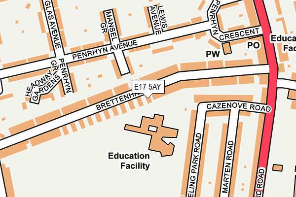 E17 5AY map - OS OpenMap – Local (Ordnance Survey)