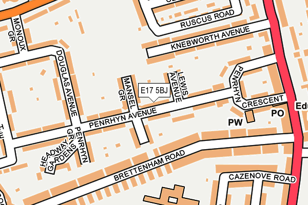 E17 5BJ map - OS OpenMap – Local (Ordnance Survey)