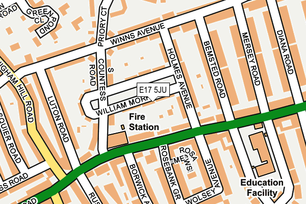 E17 5JU map - OS OpenMap – Local (Ordnance Survey)