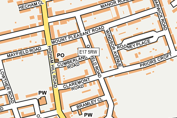 E17 5RW map - OS OpenMap – Local (Ordnance Survey)