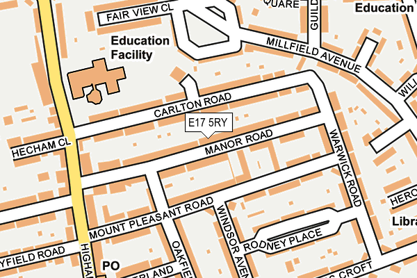 E17 5RY map - OS OpenMap – Local (Ordnance Survey)