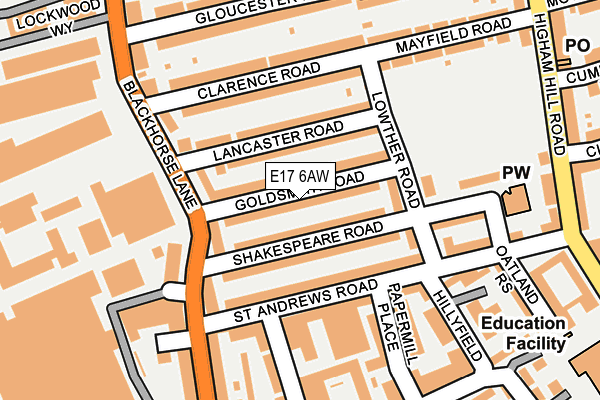 E17 6AW map - OS OpenMap – Local (Ordnance Survey)