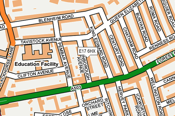E17 6HX map - OS OpenMap – Local (Ordnance Survey)