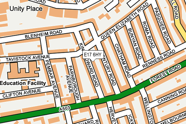 E17 6HY map - OS OpenMap – Local (Ordnance Survey)