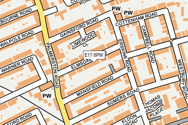 E17 6PW map - OS OpenMap – Local (Ordnance Survey)