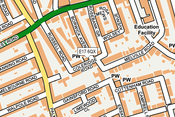 E17 6QX map - OS OpenMap – Local (Ordnance Survey)