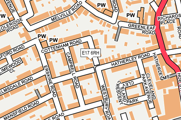 E17 6RH map - OS OpenMap – Local (Ordnance Survey)