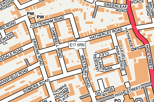 E17 6RN map - OS OpenMap – Local (Ordnance Survey)