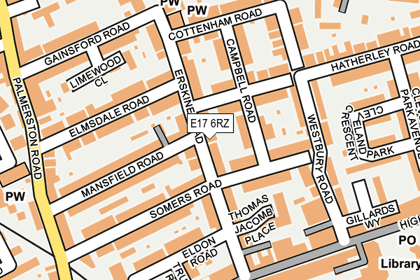 E17 6RZ map - OS OpenMap – Local (Ordnance Survey)