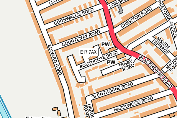 E17 7AX map - OS OpenMap – Local (Ordnance Survey)