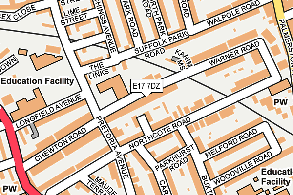 E17 7DZ map - OS OpenMap – Local (Ordnance Survey)