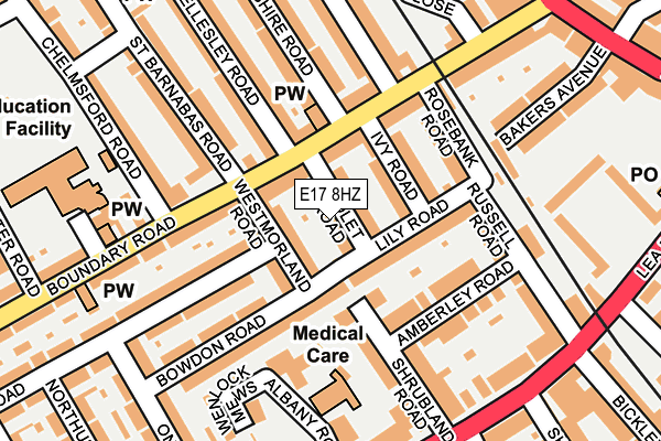E17 8HZ map - OS OpenMap – Local (Ordnance Survey)
