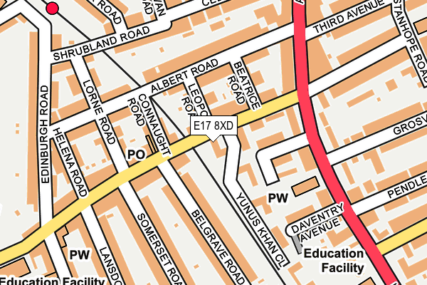 E17 8XD map - OS OpenMap – Local (Ordnance Survey)