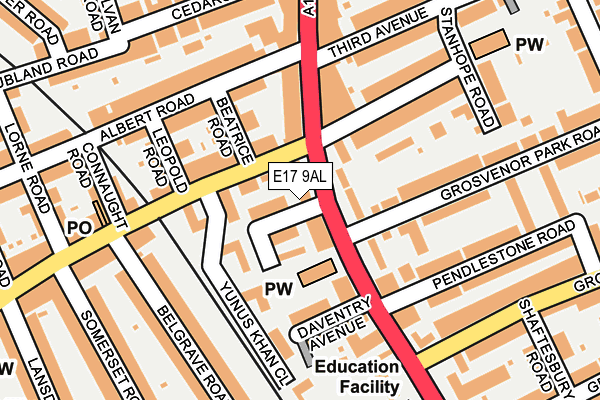 E17 9AL map - OS OpenMap – Local (Ordnance Survey)