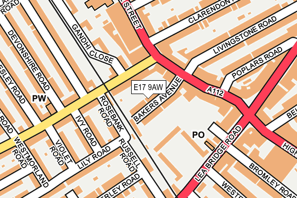 E17 9AW map - OS OpenMap – Local (Ordnance Survey)