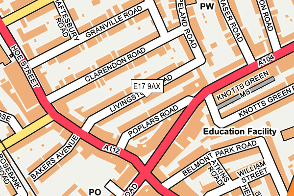 E17 9AX map - OS OpenMap – Local (Ordnance Survey)