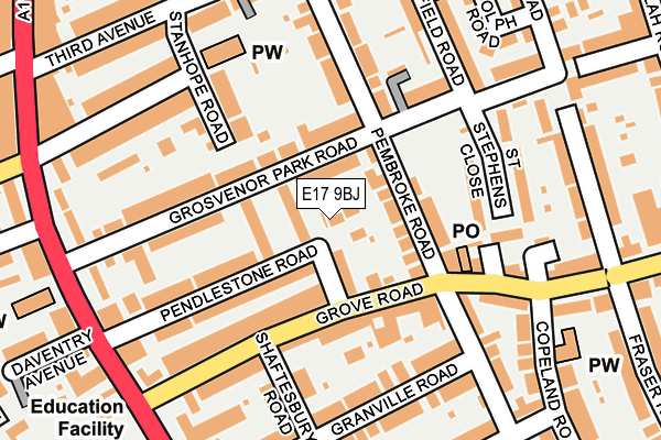 E17 9BJ map - OS OpenMap – Local (Ordnance Survey)