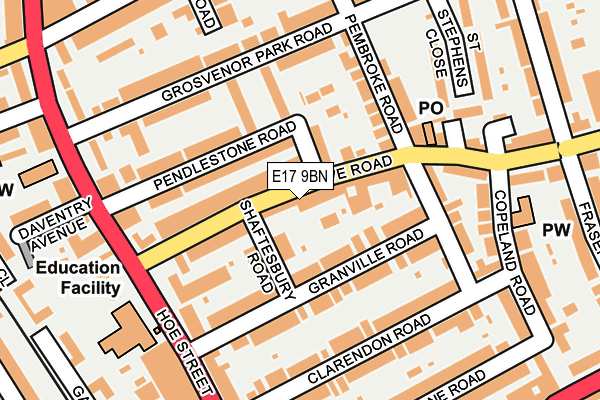 E17 9BN map - OS OpenMap – Local (Ordnance Survey)