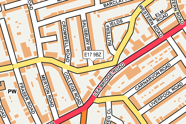 E17 9BZ map - OS OpenMap – Local (Ordnance Survey)