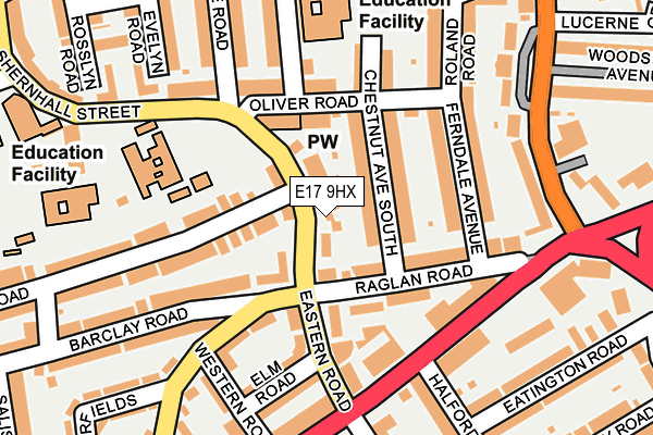 E17 9HX map - OS OpenMap – Local (Ordnance Survey)