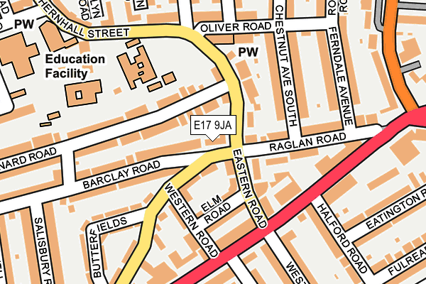 E17 9JA map - OS OpenMap – Local (Ordnance Survey)