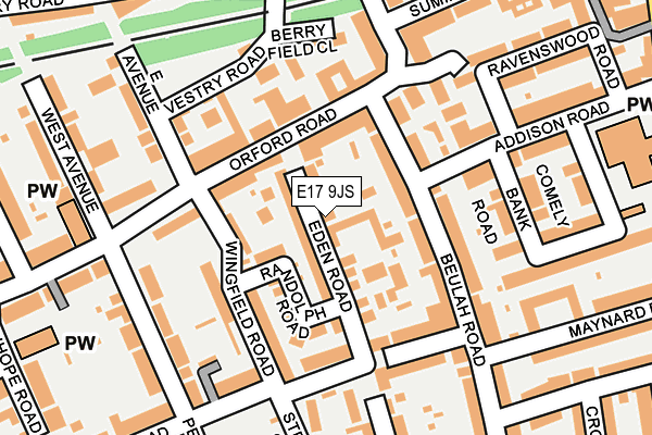 E17 9JS map - OS OpenMap – Local (Ordnance Survey)