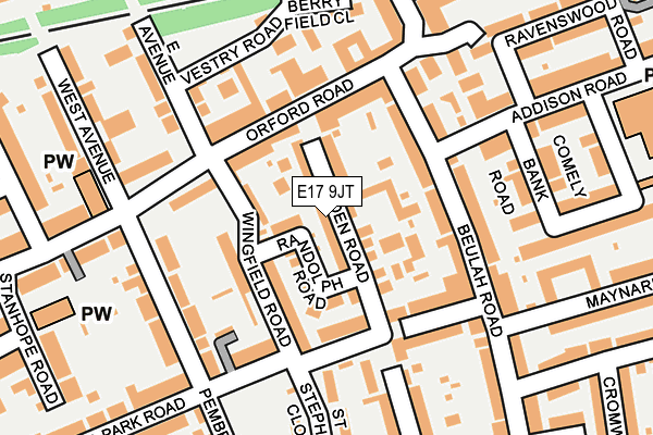 E17 9JT map - OS OpenMap – Local (Ordnance Survey)
