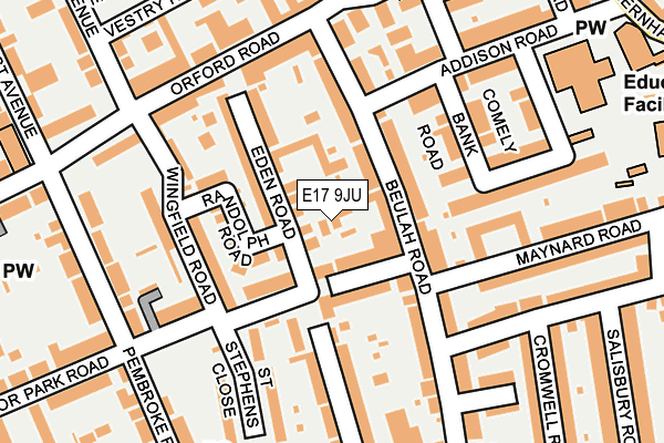 E17 9JU map - OS OpenMap – Local (Ordnance Survey)
