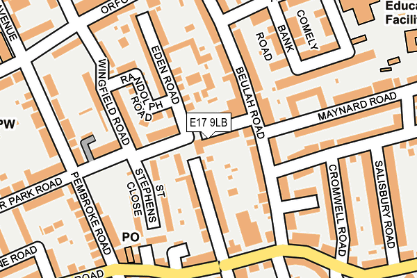 E17 9LB map - OS OpenMap – Local (Ordnance Survey)