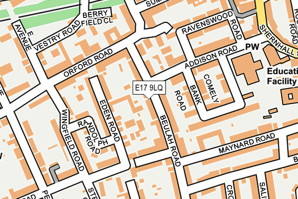 E17 9LQ map - OS OpenMap – Local (Ordnance Survey)