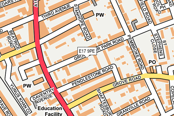 E17 9PE map - OS OpenMap – Local (Ordnance Survey)