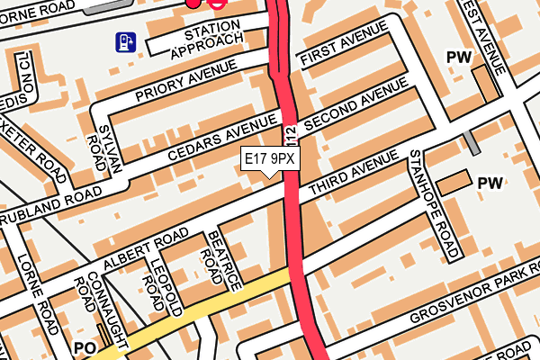 E17 9PX map - OS OpenMap – Local (Ordnance Survey)