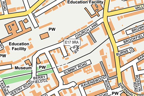 E17 9RA map - OS OpenMap – Local (Ordnance Survey)
