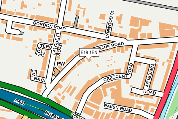 E18 1EN map - OS OpenMap – Local (Ordnance Survey)