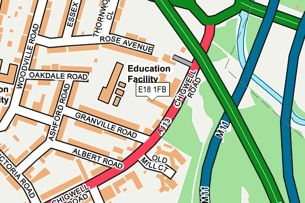 E18 1FB map - OS OpenMap – Local (Ordnance Survey)