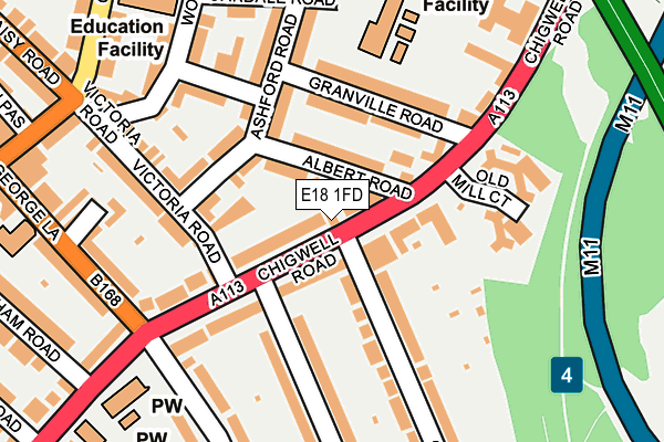 E18 1FD map - OS OpenMap – Local (Ordnance Survey)