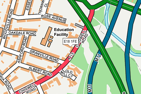 E18 1FE map - OS OpenMap – Local (Ordnance Survey)