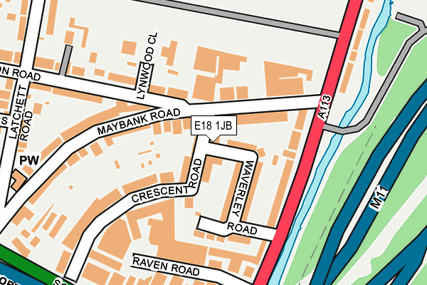 E18 1JB map - OS OpenMap – Local (Ordnance Survey)