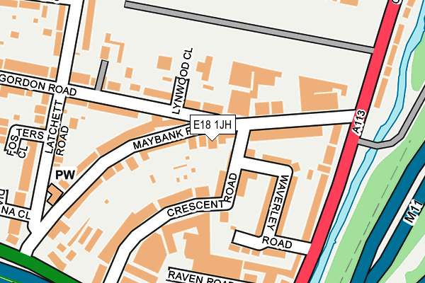 E18 1JH map - OS OpenMap – Local (Ordnance Survey)