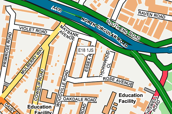 E18 1JS map - OS OpenMap – Local (Ordnance Survey)