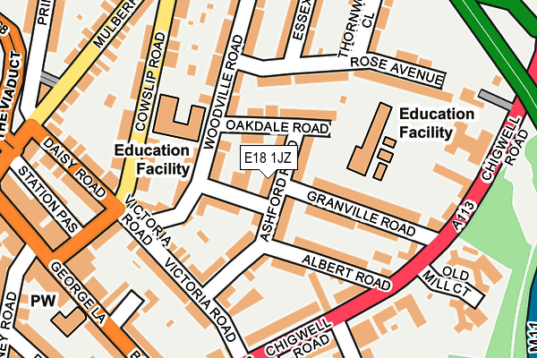 E18 1JZ map - OS OpenMap – Local (Ordnance Survey)