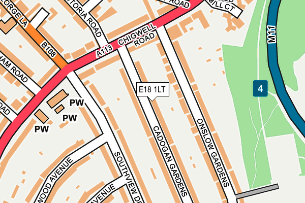 E18 1LT map - OS OpenMap – Local (Ordnance Survey)