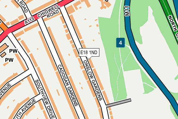 E18 1ND map - OS OpenMap – Local (Ordnance Survey)