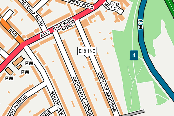 E18 1NE map - OS OpenMap – Local (Ordnance Survey)