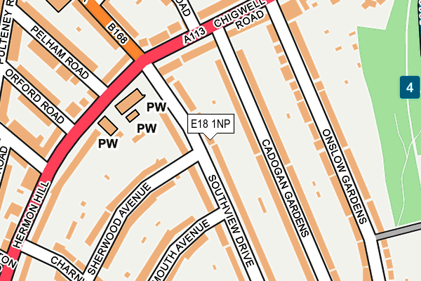 E18 1NP map - OS OpenMap – Local (Ordnance Survey)