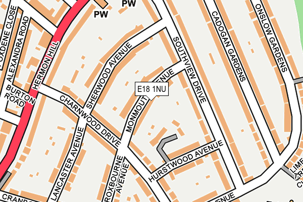 E18 1NU map - OS OpenMap – Local (Ordnance Survey)